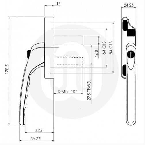 Blade Window Handle - Locking - Image 3